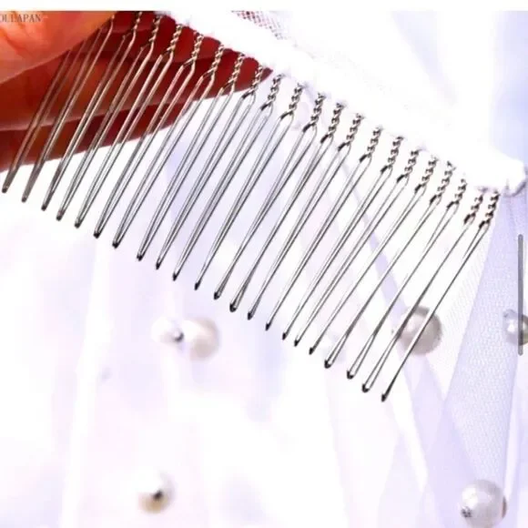 Pearl Wedding Veil With Comb - Picture 6 of 10